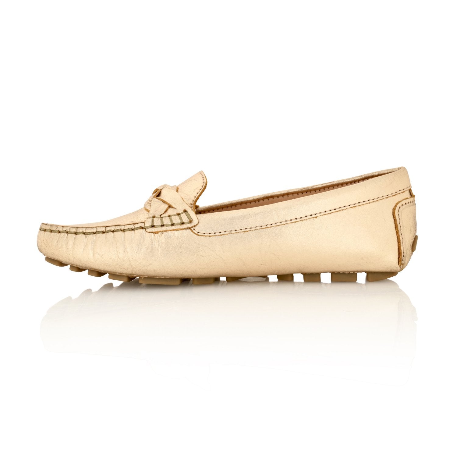 PIPER Leather Driving Loafer Gold Metallic