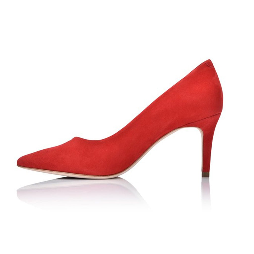 Red Hot Kiss Suede Mid-Heel Pump with Pointed Toe 75mm - Image 3