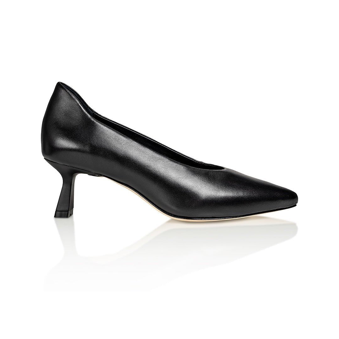 Celine Black Nappa kitten heel pump with pointed toe and structural low heel