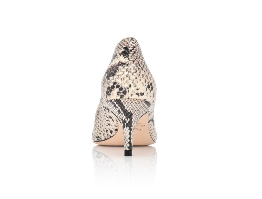 Callie Natural Printed Wild Snake Pointed Toe Kitten Heel Pumps - Image 3