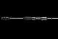 Close up of the Denali Pryme Onyx Series fishing rod handle with black foam grips and graphite rod blank.