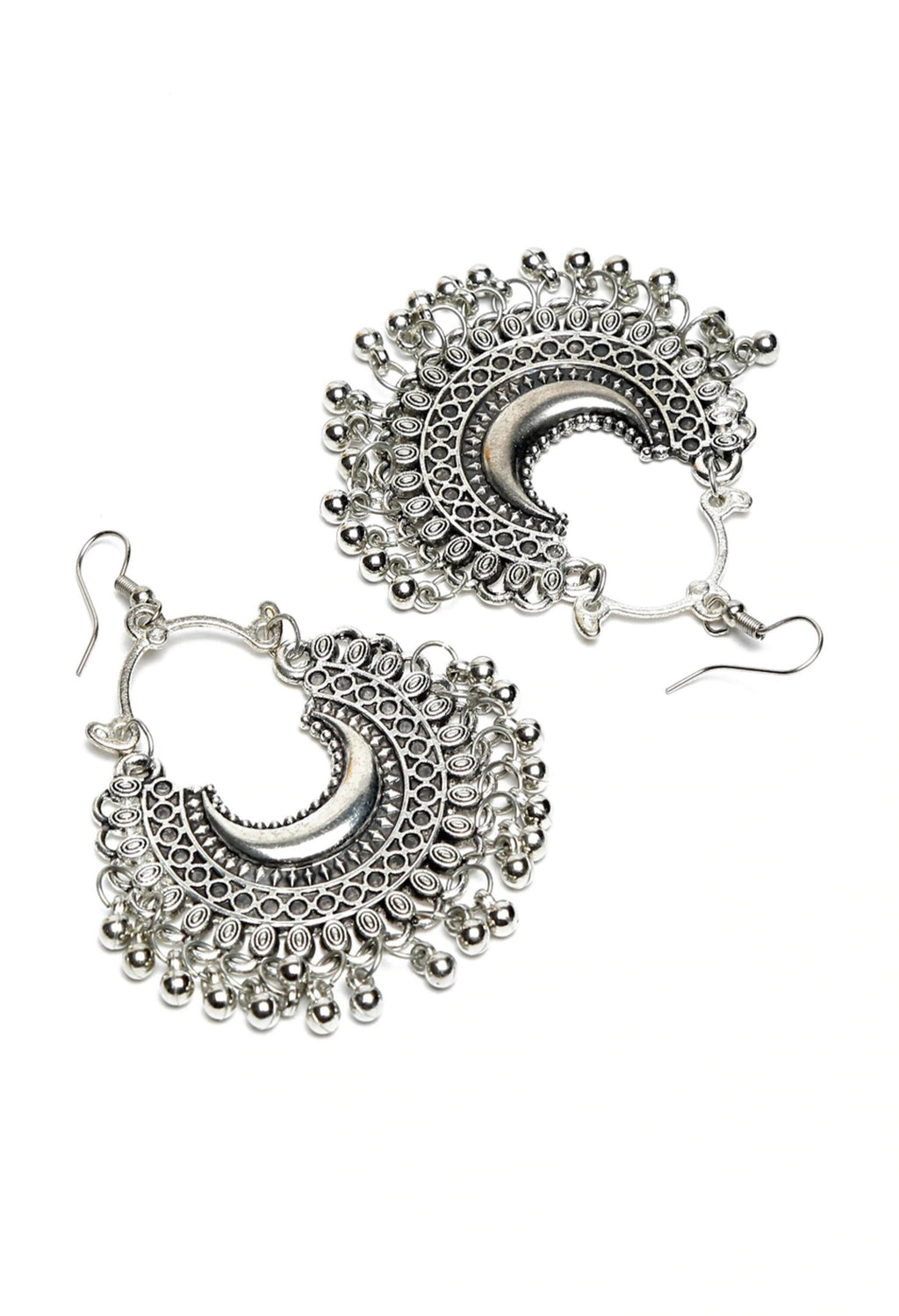 Oxidised Silver-Plated Chandbali Earrings for Festive Glamour