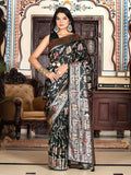 Beautiful teal green silk saree with matching blouse