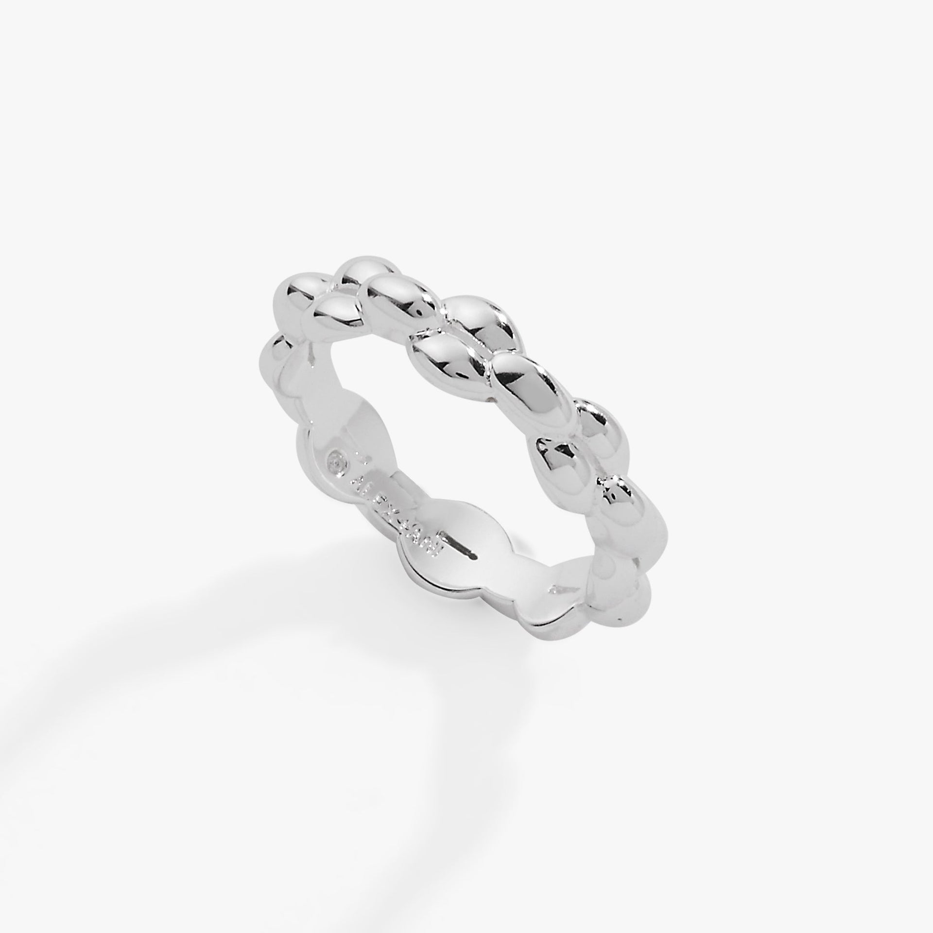 Puffy Rope Chain Ring in Polished Silver - Modern Minimalist Style