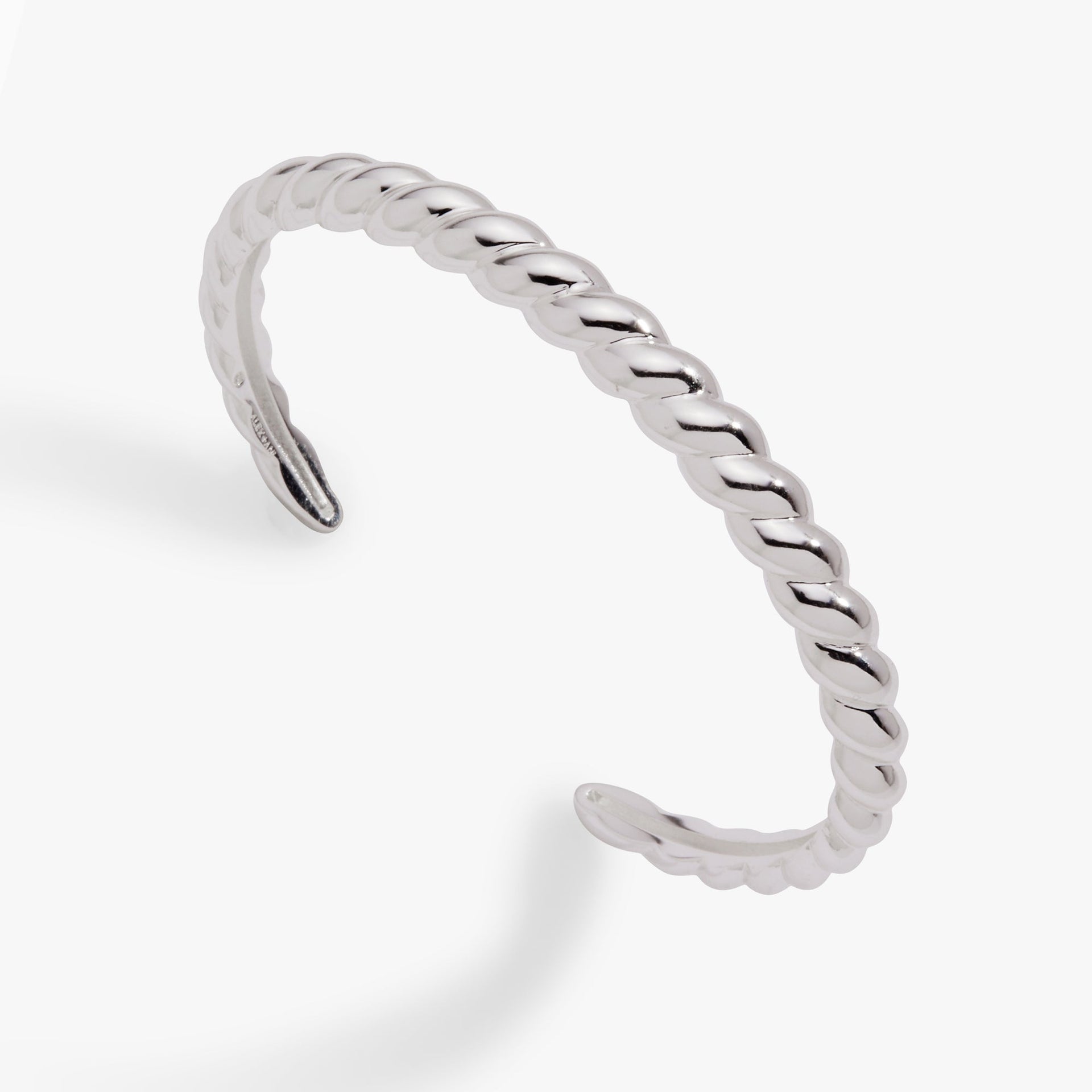 Puffy Rope Texture Cuff Bracelet in Silver Plated Metal