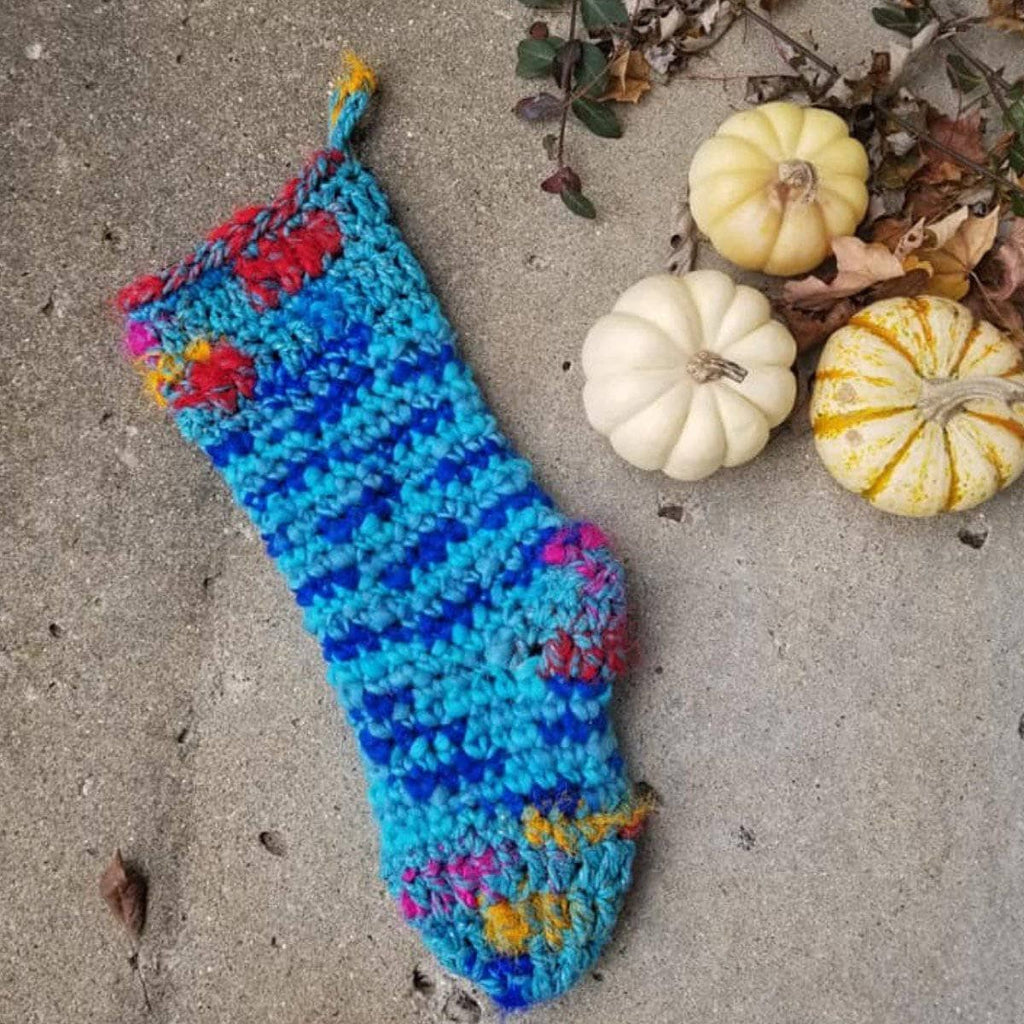 Punky Chunky Holiday Stocking Crochet Pattern - Boho Vintage Style