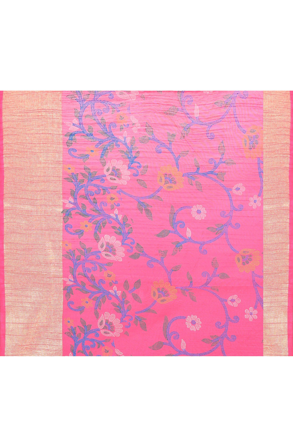 Women's Pink Embellished Printed Saree in Soft Cotton Blend