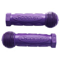 Purple rubber non-slip handlebar grips designed for children's bicycles and scooters