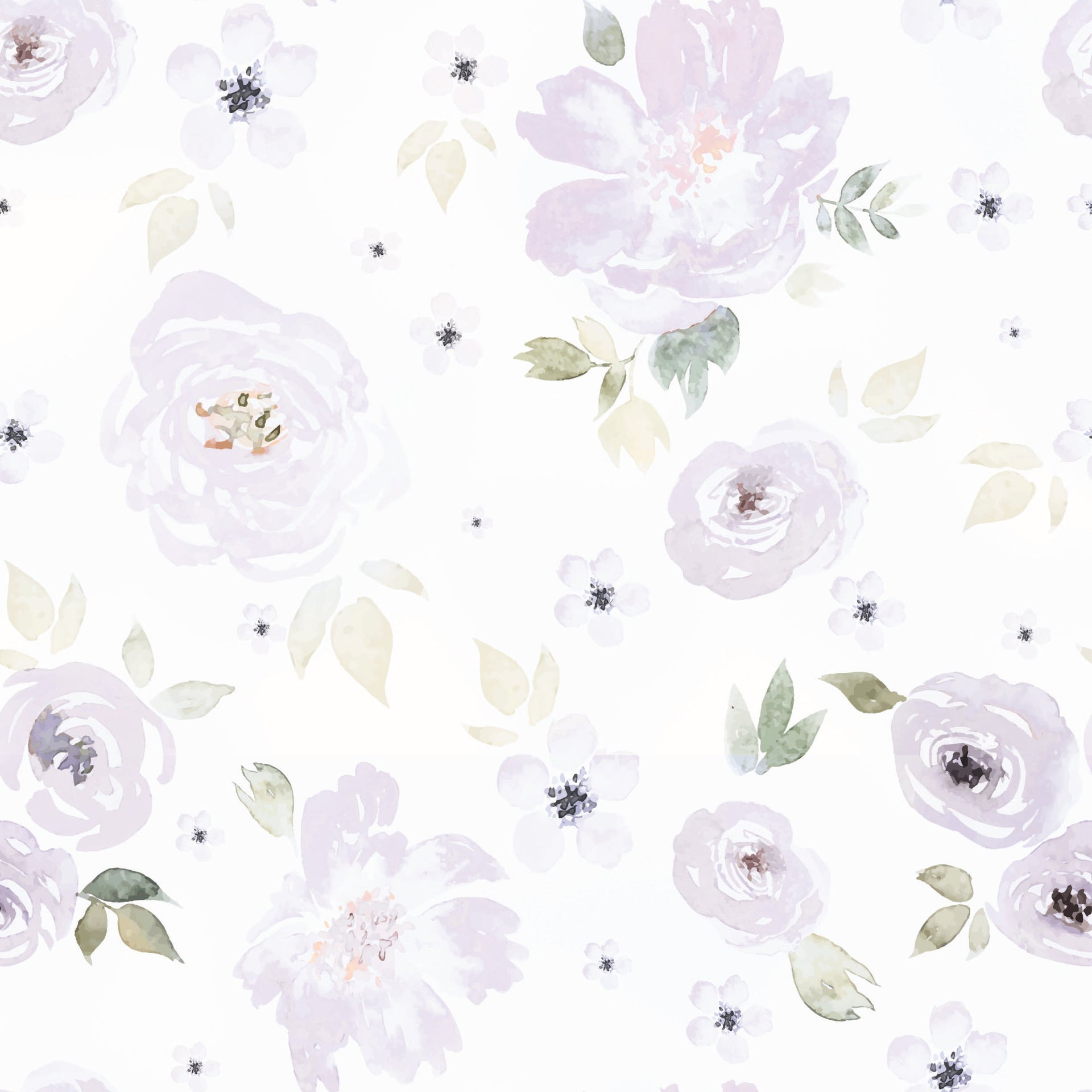 Leah Floral Whimsical Wallpaper in Lavender & White