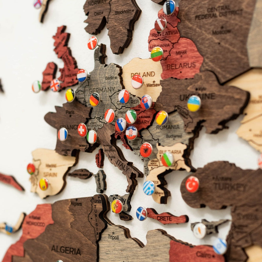 Decorative Multi-colored Flags Push Pins for Travel Maps