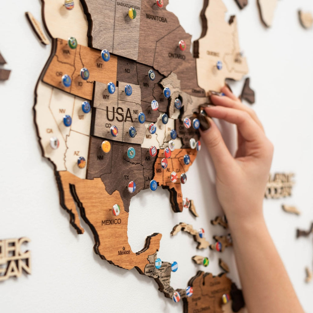 Decorative Multi-colored Flags Push Pins for Travel Maps