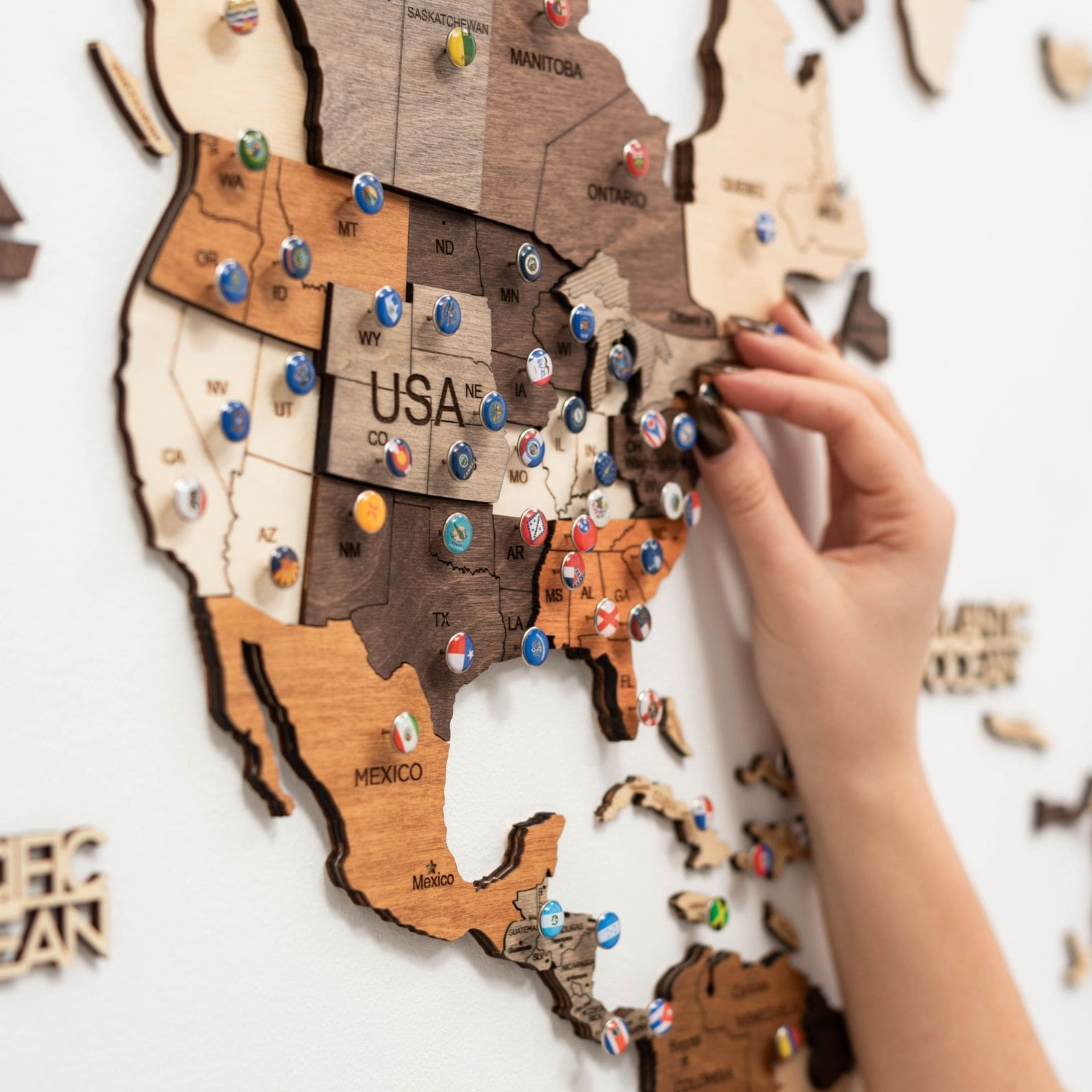 Decorative Multi-colored Flags Push Pins for Travel Maps