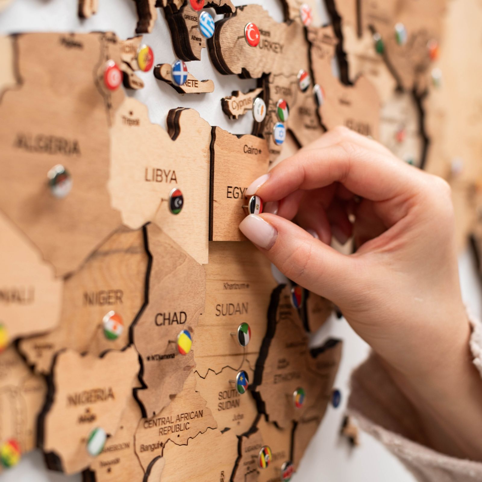 Decorative Multi-colored Flags Push Pins for Travel Maps