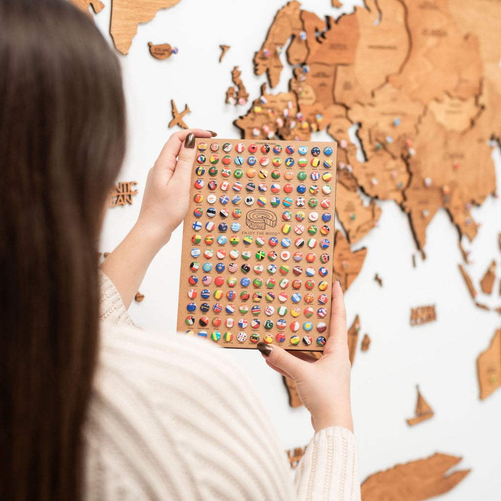 Decorative Multi-colored Flags Push Pins for Travel Maps