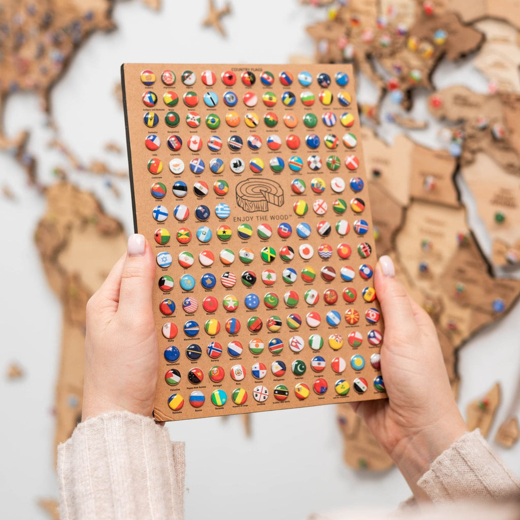 Decorative Multi-colored Flags Push Pins for Travel Maps