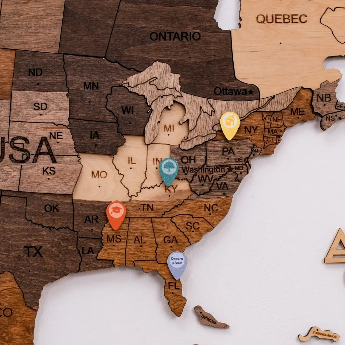 Wooden Location Pins for World Maps – Travel-Inspired Wall Decor