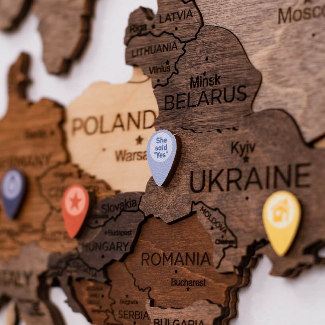 Wooden Location Pins for World Maps – Travel-Inspired Wall Decor