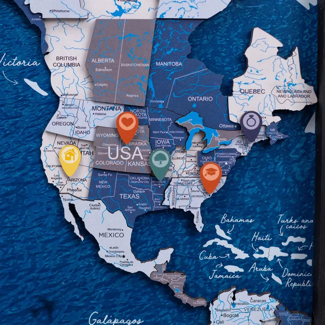 Wooden Location Pins for World Maps – Travel-Inspired Wall Decor