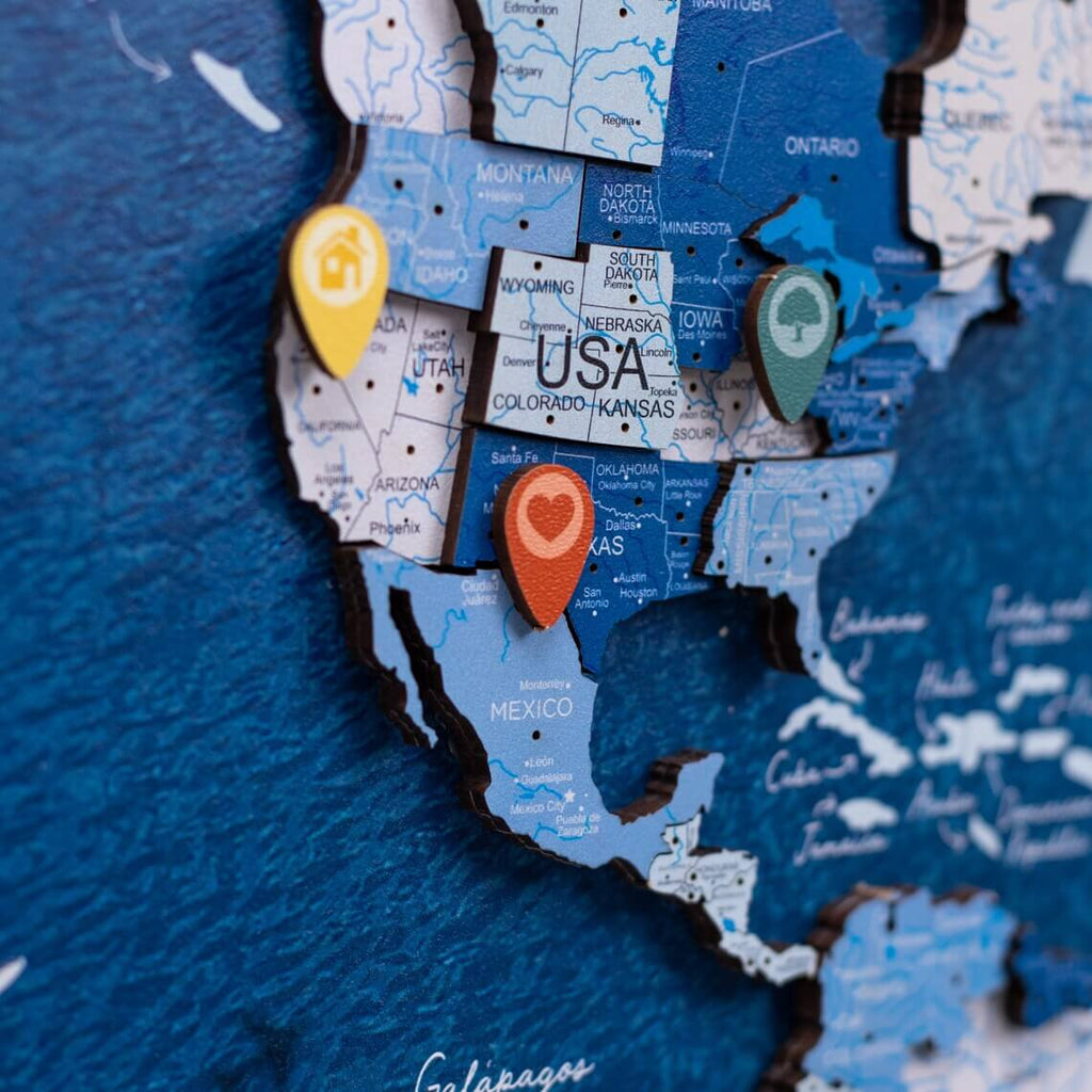 Wooden Location Pins for World Maps – Travel-Inspired Wall Decor