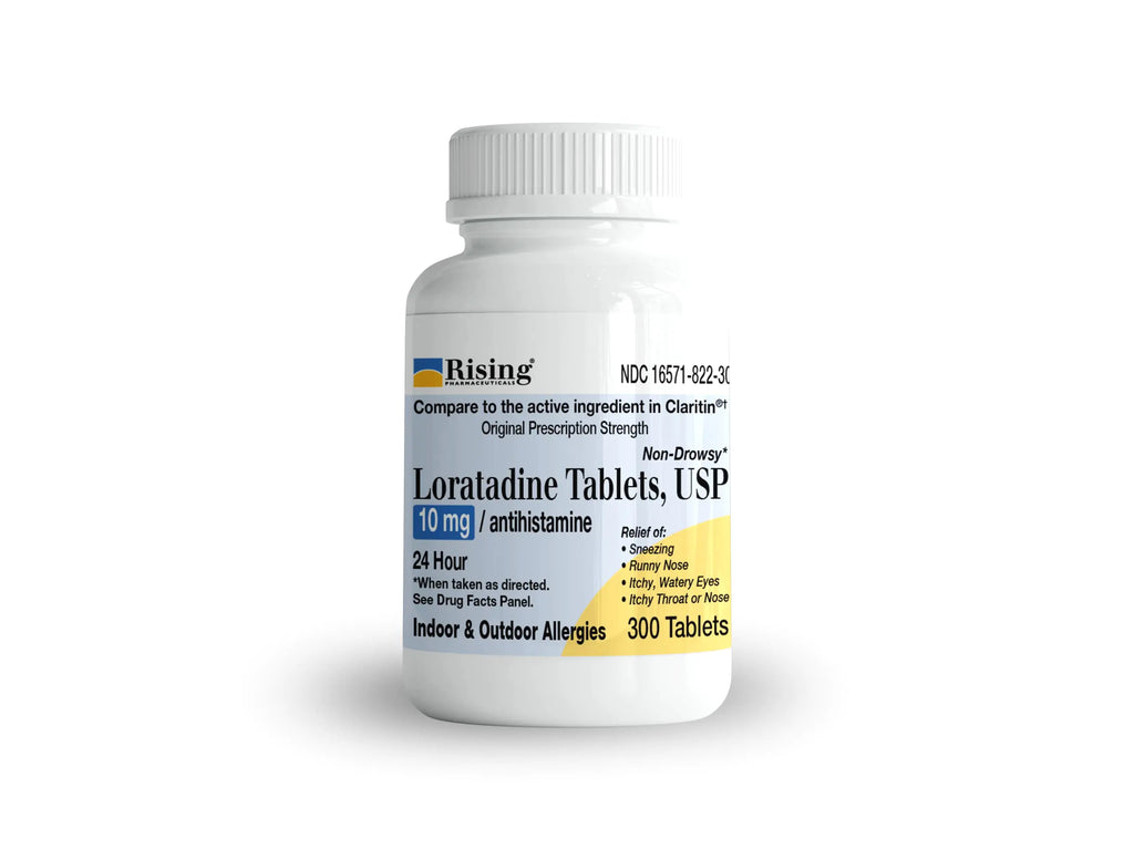 Rising Pharma Allergy Relief - Loratadine Tablets 10mg - Antihistamine Allergy Relief Product - 300 Tablets
