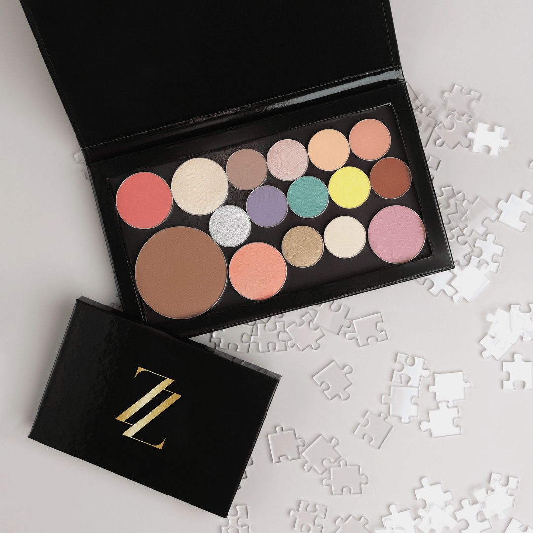 Large empty black magnetic palette for organizing cosmetics