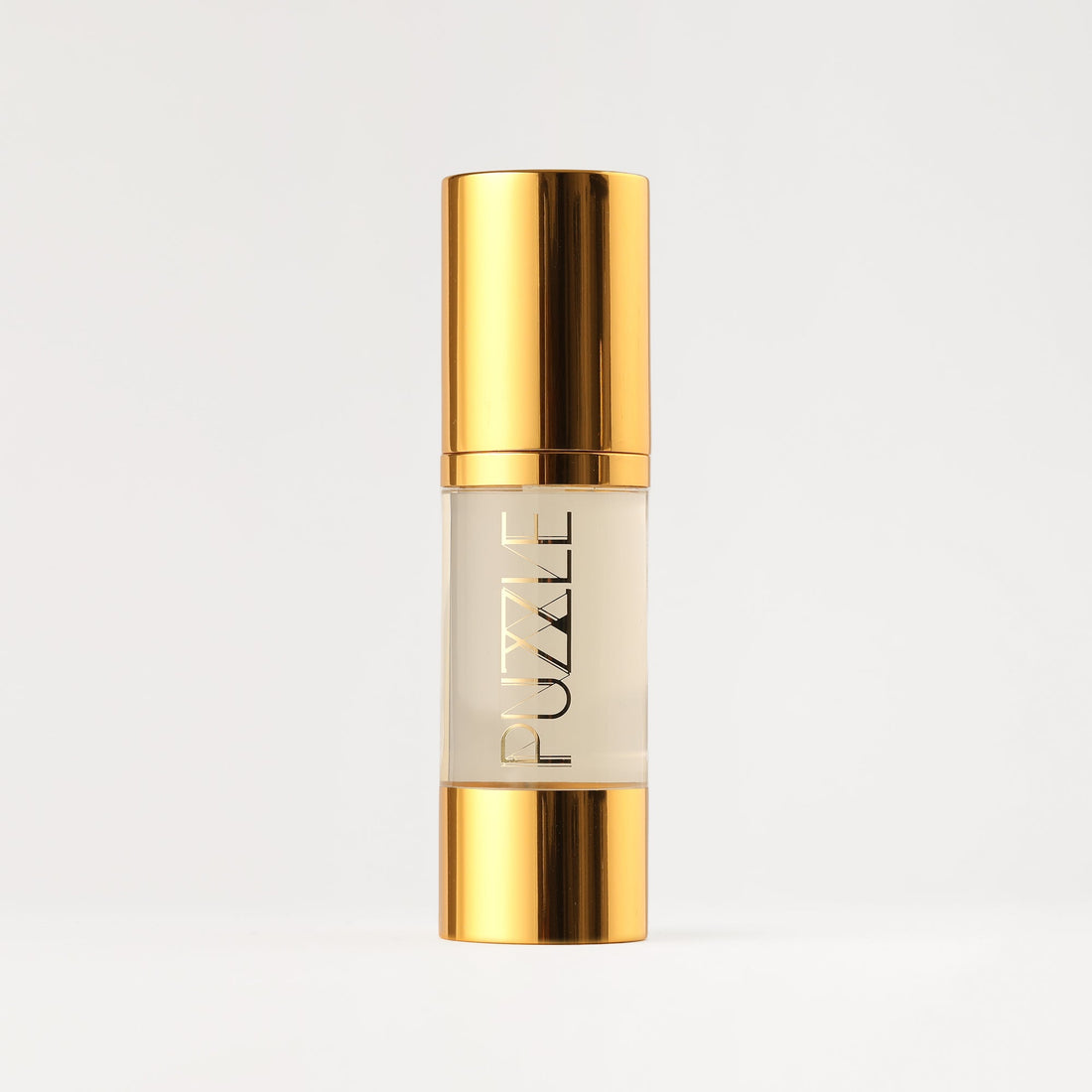 Minimalist gold and clear pump bottle of gentle micellar makeup remover for all skin types.