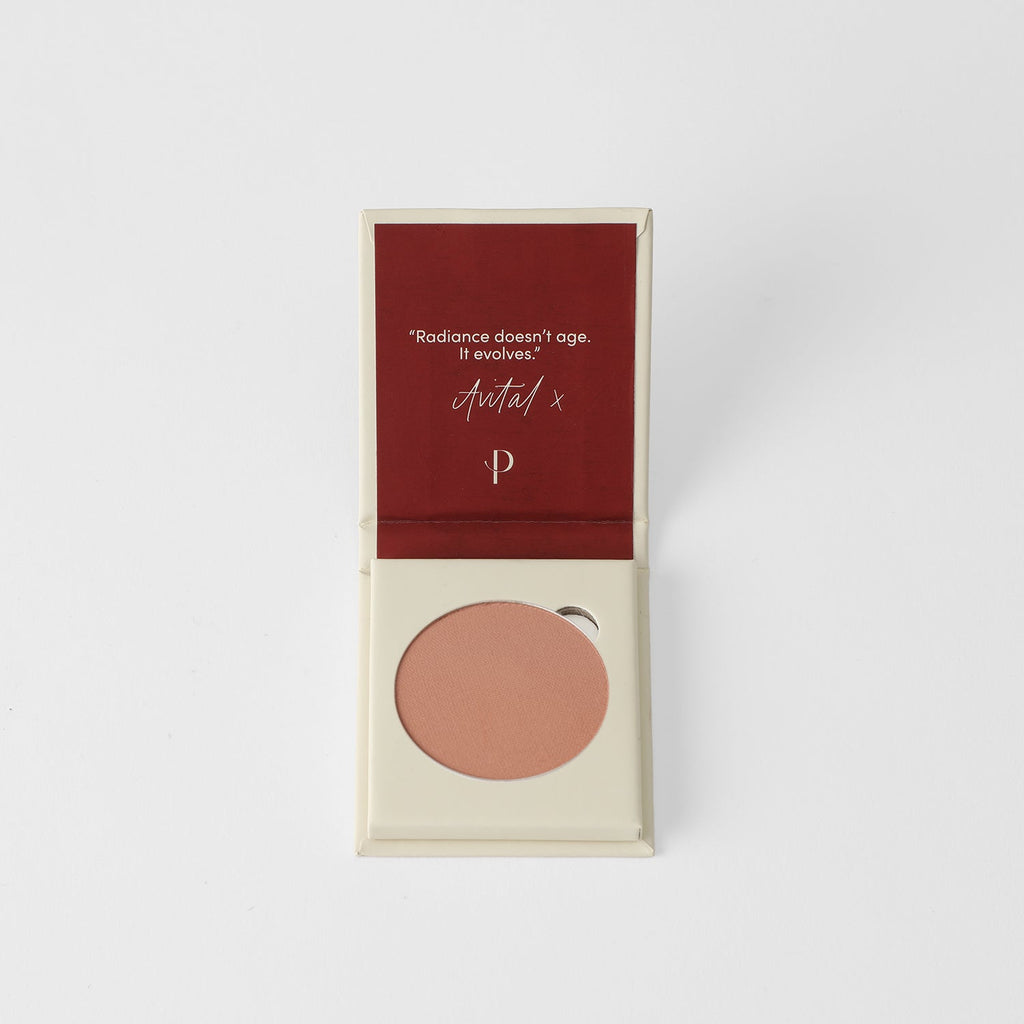 Vegan bronzer compact in brown, bronze, and tan shades