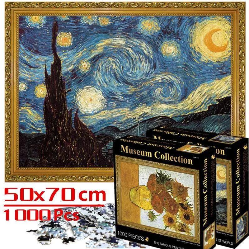 1000 piece Van Gogh Starry Night jigsaw puzzle in black packaging
