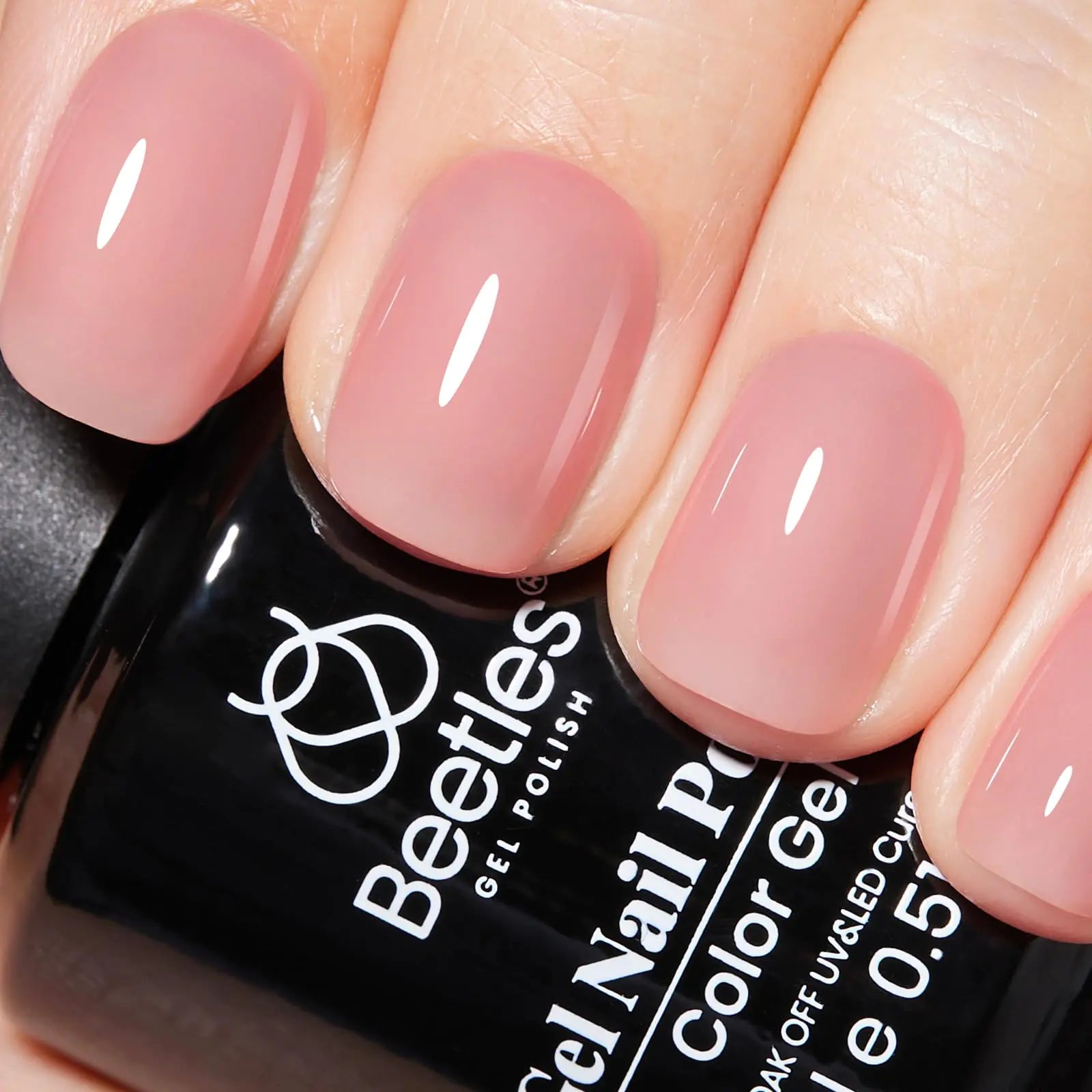 Beetles Nude Pink Gel Nail Polish, 15ml Pink Gel Polish Jelly Nude Color Translucent Nail Gel Soak Off U v LED Nail Lamp Sheer Gel Polish Nail Art Gel Gift for Girls and Women Peach Pink 0.51 Fl Oz (Pack of 1)