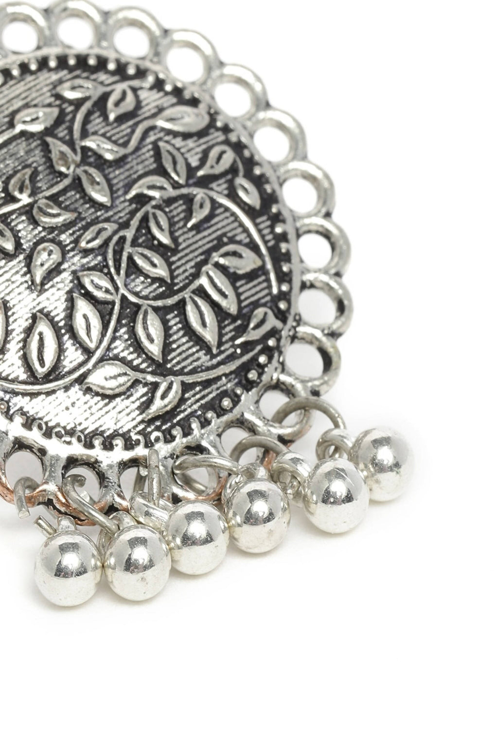 Johar Kamal Oxidised Silver Plated Stud Earrings for Women