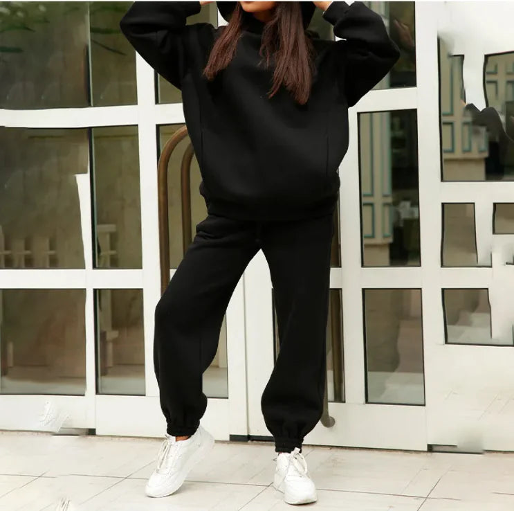 Women's Cozy Plush Hooded Sweatshirt and Joggers Loungewear Set - Image 4