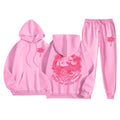 Pom Puff Sweatsuits Sets for Women Meet Me at The Ocean Palm Tree Graphic Hoodies with Bottom Sweatpants Tracksuits Set