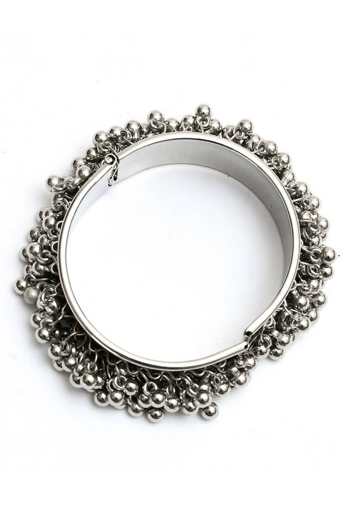 Oxidised Silver-Plated Ghungroo Bracelet for Ethnic Party Wear