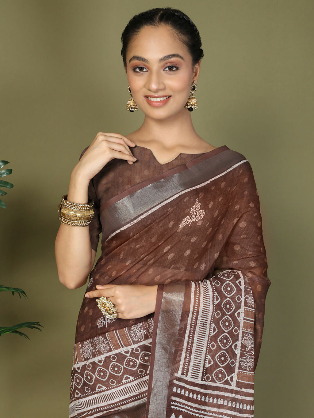 Versatile Brown Cotton Saree for Everyday Elegance