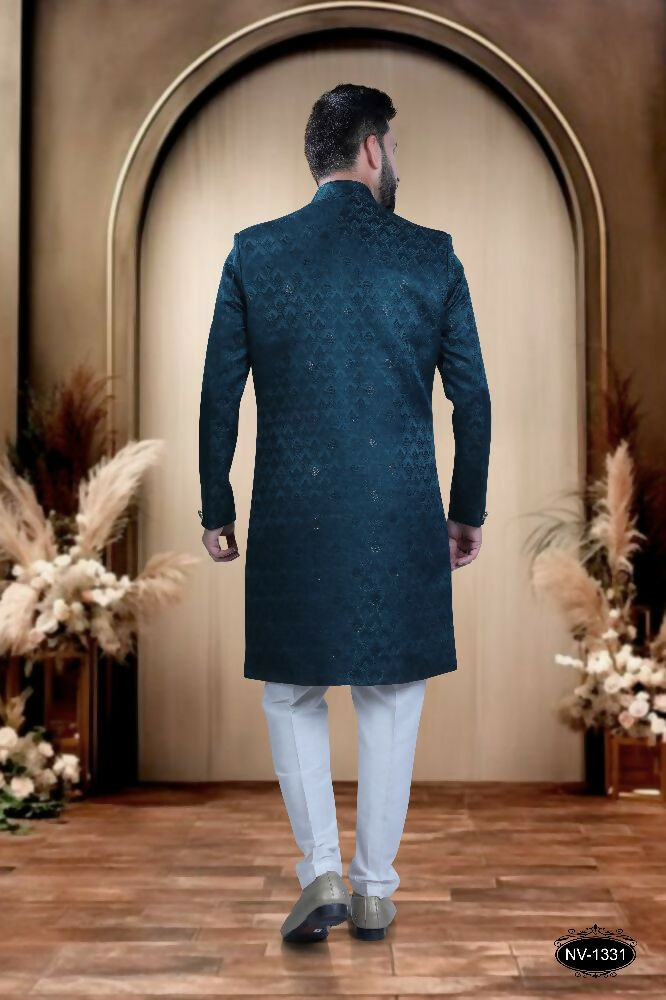 Boys Blue Self-Design TR Kurta and Pyjama Set for Festive Wear