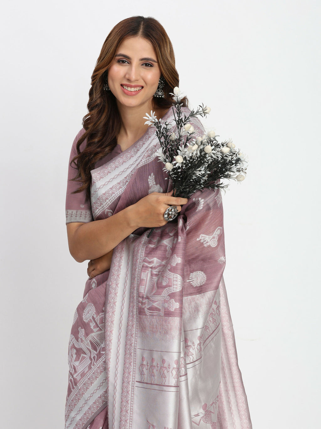 Sea Green Linen Cotton Saree with Matching Blouse