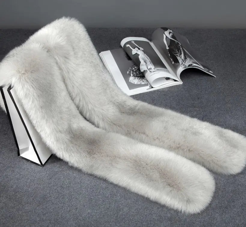Faux Fur Long Scarf, Warm Fur Collar and Shawl