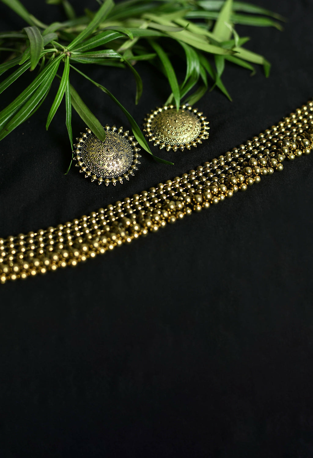 Gold-Polished Ghungroo Choker Set Oxidised Brass Jewelry