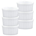 HIC Kitchen Ramekin Set Fine White Porcelain 2-Ounce Set of 6