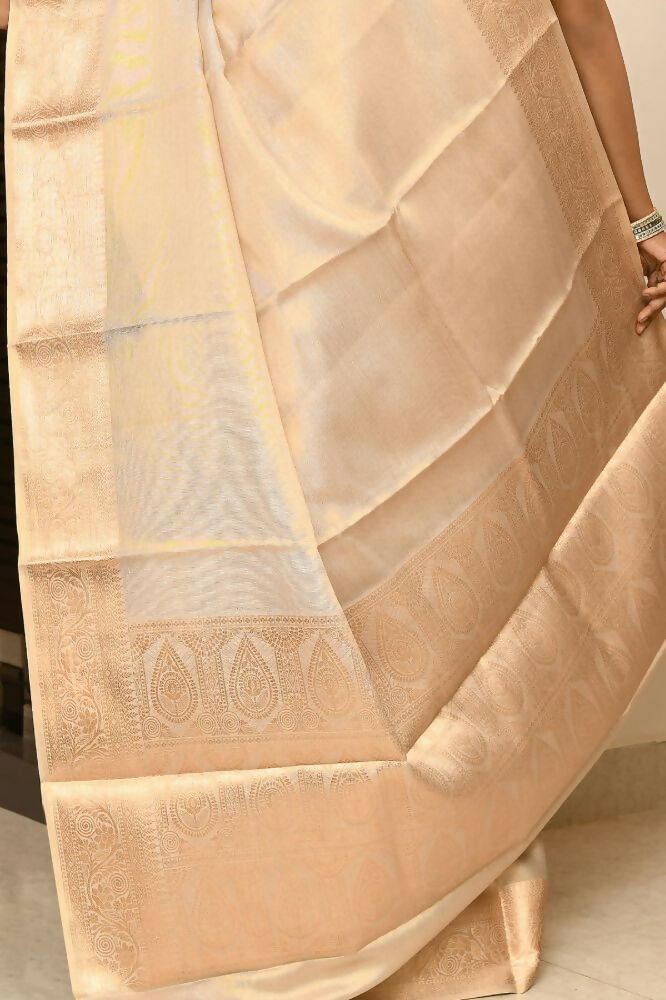 Joban Fashion Cream Saree Soft Tissue Plane