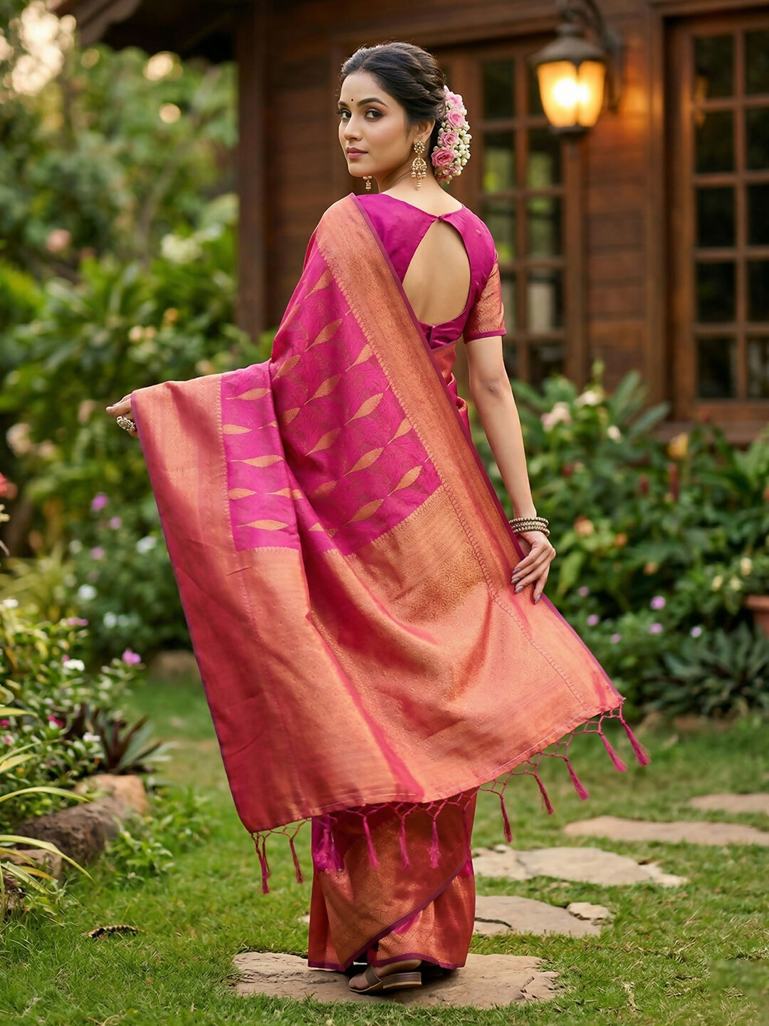 Lite Pink Silk Blend Saree with Matching Blouse Piece