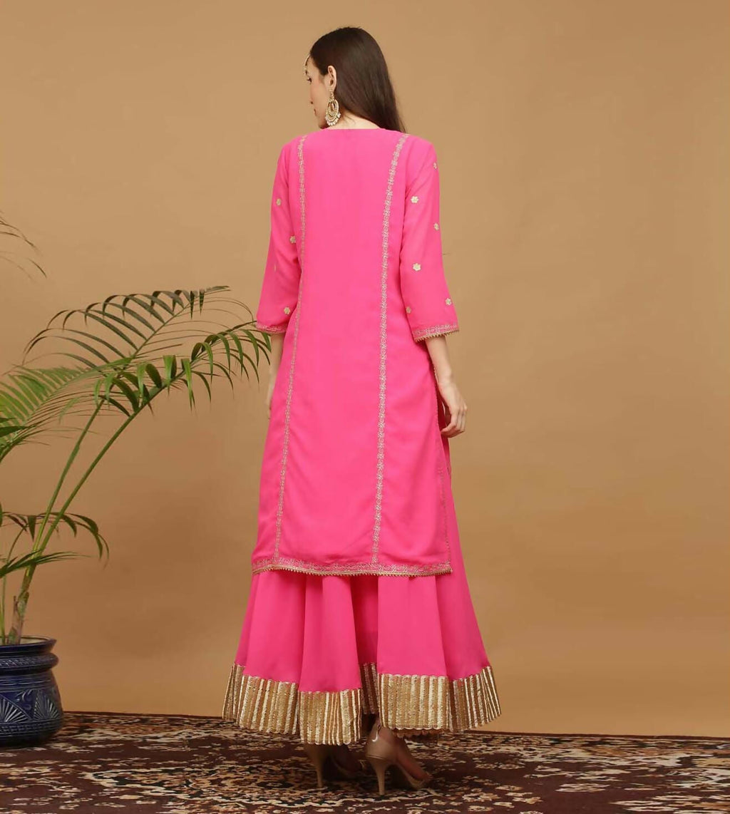 Pink Georgette Lehenga Set Flowy Ethnic Outfit