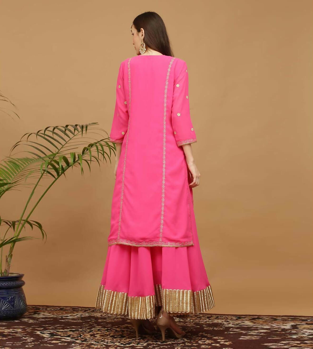 Pink Georgette Lehenga Set Flowy Ethnic Outfit