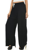 Black palazzo pants with intricate Chikankari embroidery detail