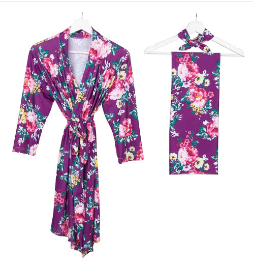 Cotton Maternity Hospital Robe & Baby Set (One Set)