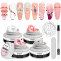 MIZHSE Solid Builder Gel, Nail Sculpture Gel Non-Sticky 4 Colors Nude Clear White Pink Hard Builder Gel Nails UV LED Nail Extension Gel For Nail Salon Home Manicure C-Classic Colors * 4