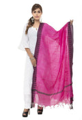 Black cotton dupatta with pink temple border styling