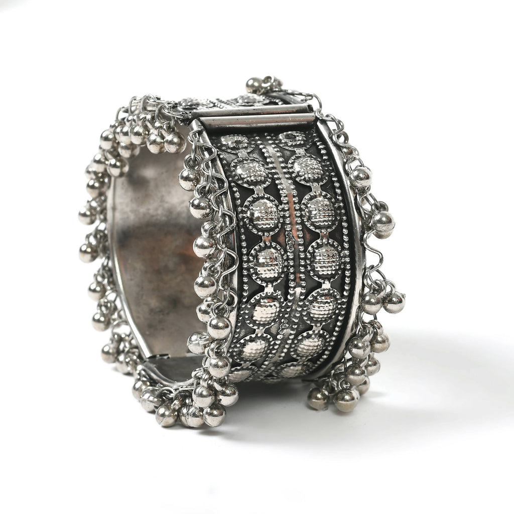 Oxidised Silver-Plated Ghungroo Handcrafted Bracelet Design 027