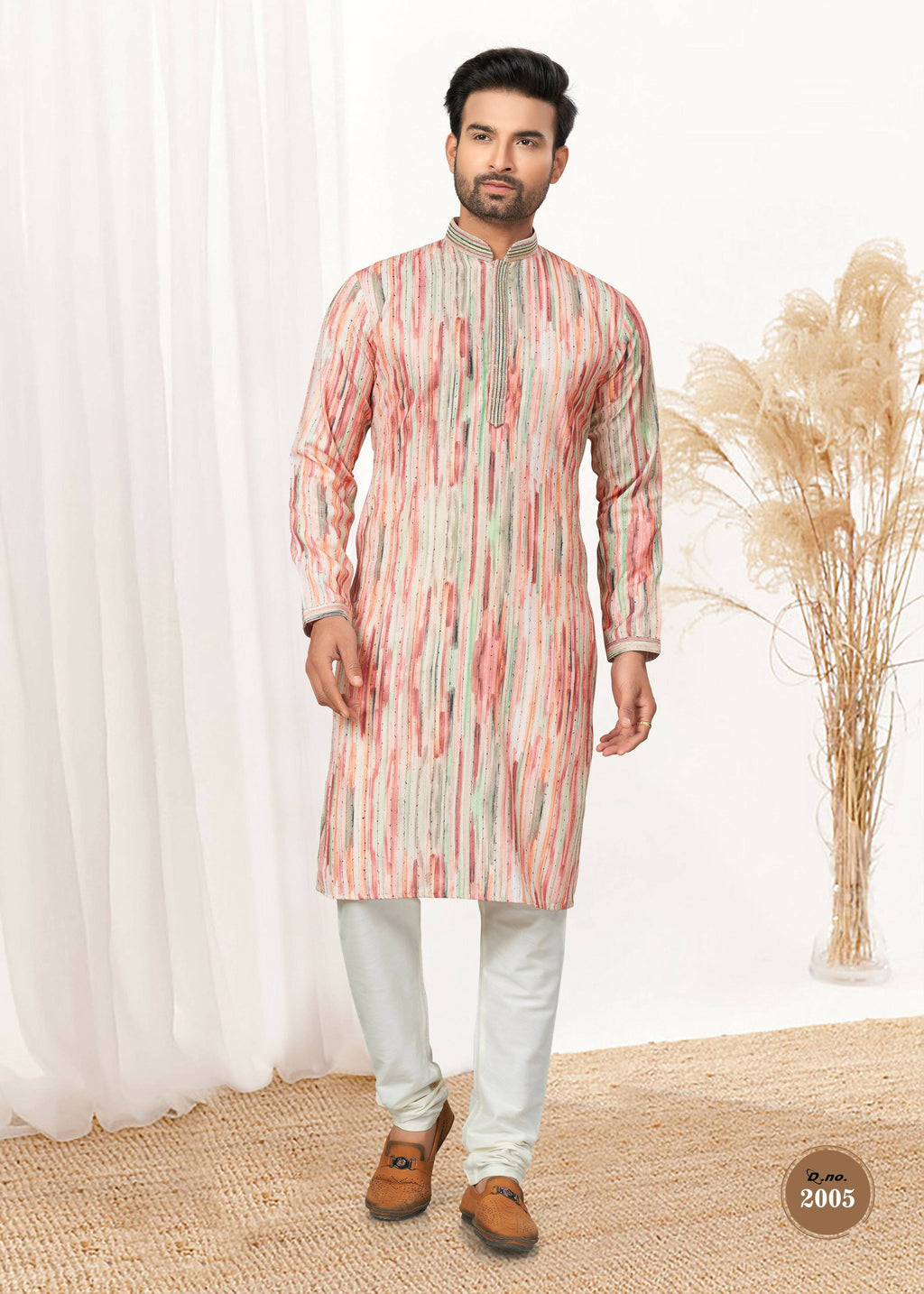 Boys Multicolor Cotton Printed Kurta Pyjama Set for Festive Wear