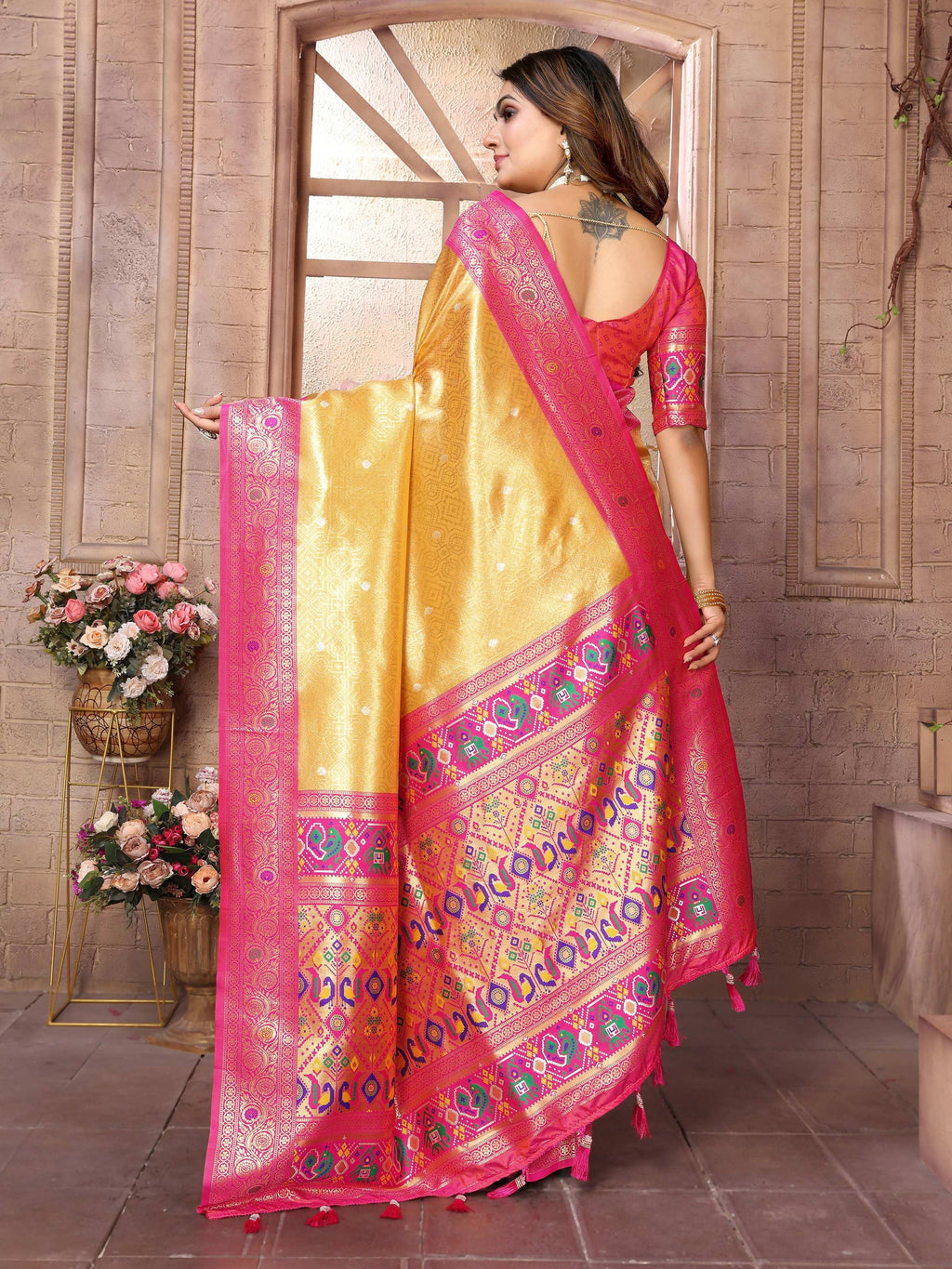 Yellow Banarasi Tissue Silk Weaving Saree with Traditional Charm